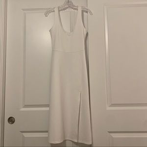 Leith White Scoop Neck Midi Dress
